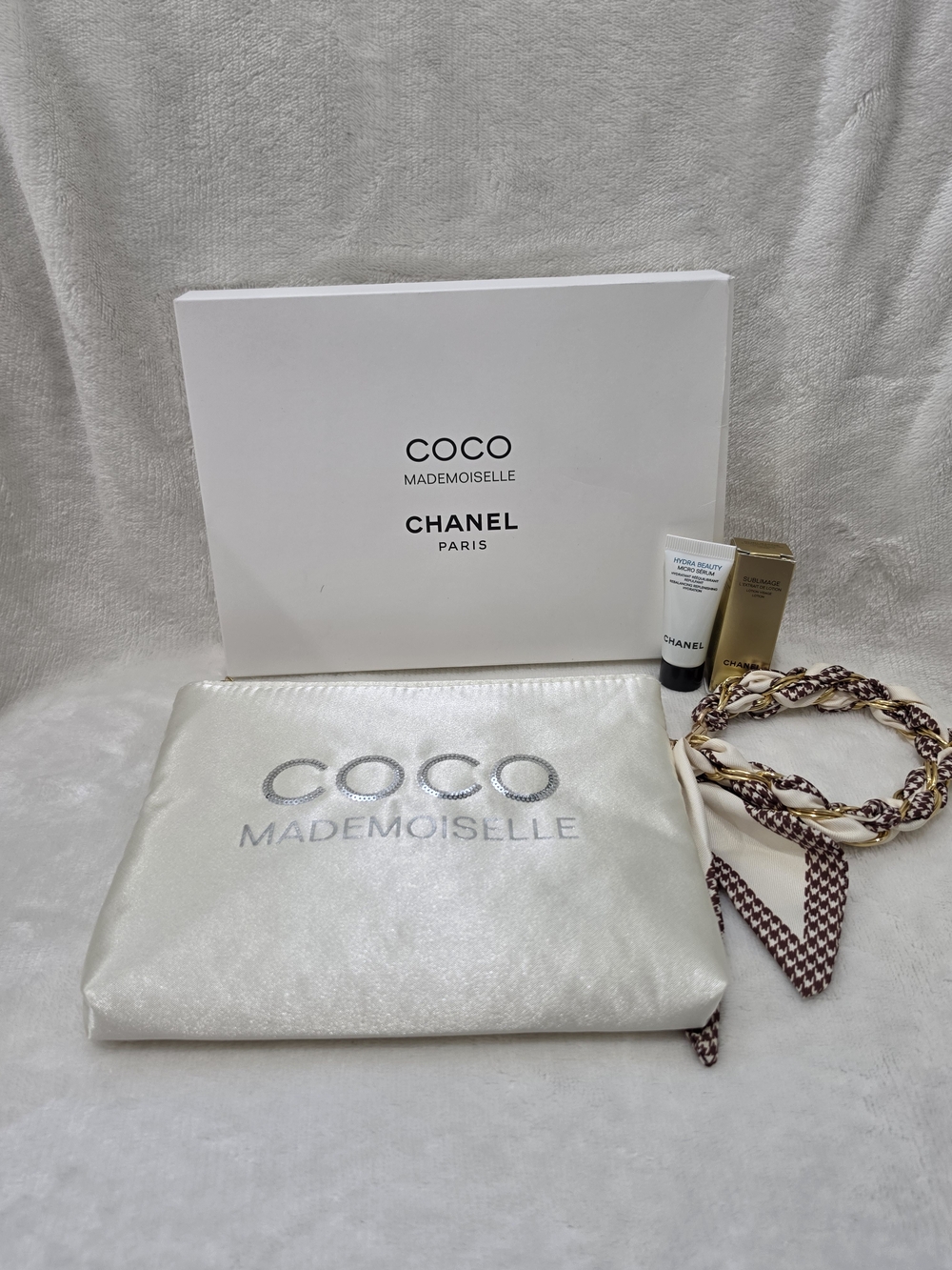 Chanel Coco Mademoiselle wristlet Satin Pouch.